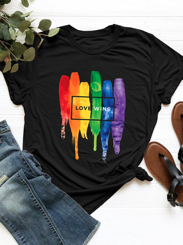 "Love Wins" Graphic Print T-Shirt