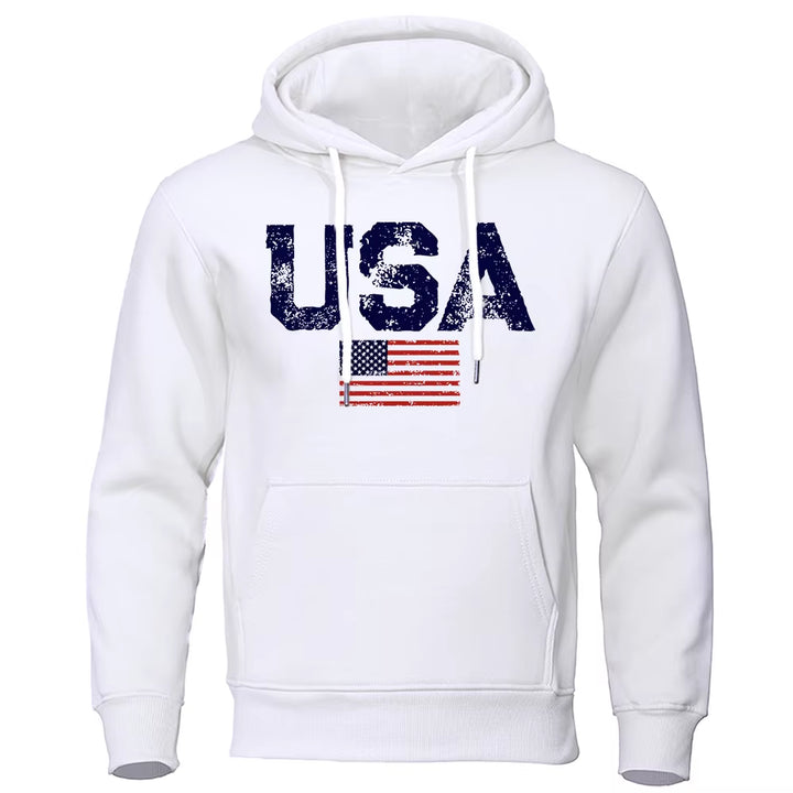 Vintage Usa Flag Street Print Clothing Men Hip Hop Personality Hooded Crewneck Fashion Hoodies Fleece Pullovers Sweatshirts