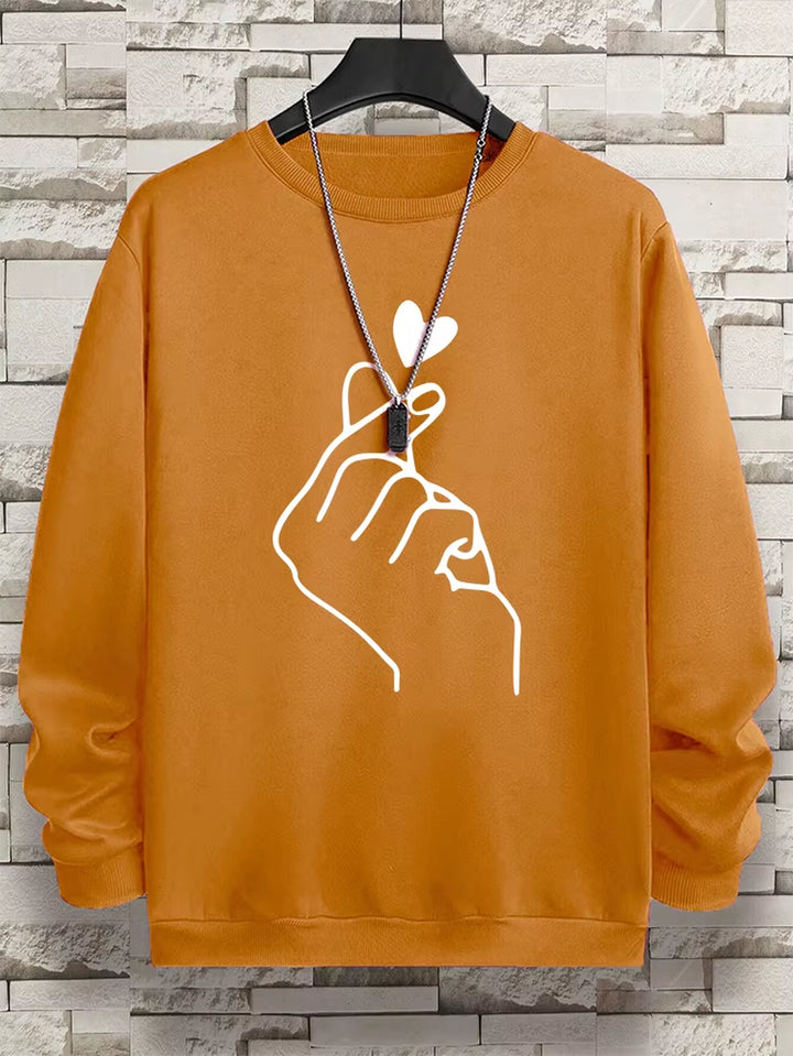 Couple's Fleece Pullover Sweatshirt with Sketch Design - Hip Hop Casual Hoodie for Men and Women