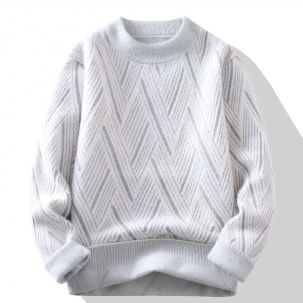 Rhombus Round Neck Pullover Sweater