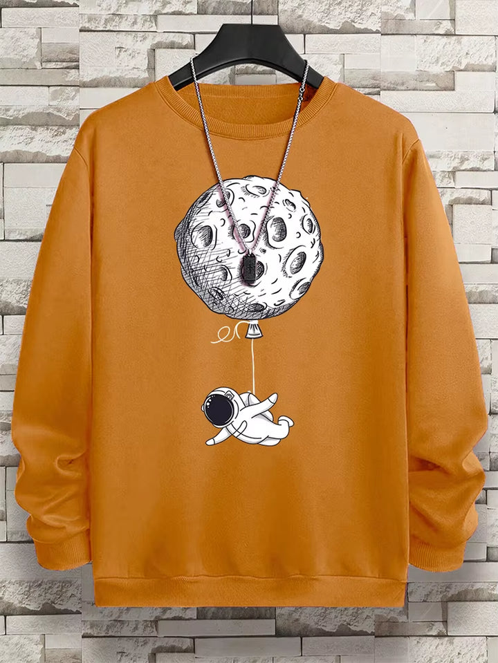 Astronauts Were Taken Away by the Moon Men Sweatshirt Loose Oversized Hoodies Creativity Fleece Soft Clothing Loose Casual Tops