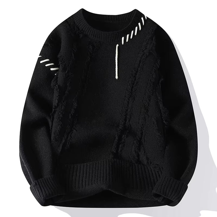 Fashion Mens Warm Knitted Sweaters Patchwork O Neck Knit Pullovers Autumn Winter Korean Streetwear Pullover Casual Mens Clothing