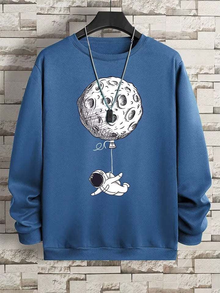 Astronauts Were Taken Away by the Moon Men Sweatshirt Loose Oversized Hoodies Creativity Fleece Soft Clothing Loose Casual Tops