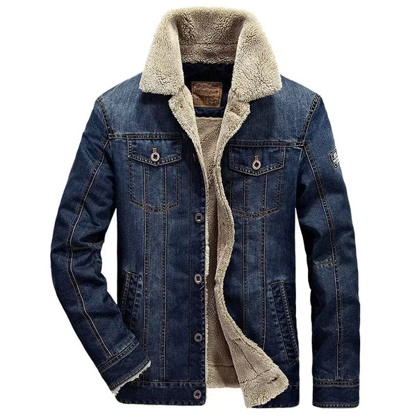 Men's Winter Fleece-Lined Denim Jacket - Trendy Retro Design, High-Quality Slim Fit Parka for Warmth and Comfort