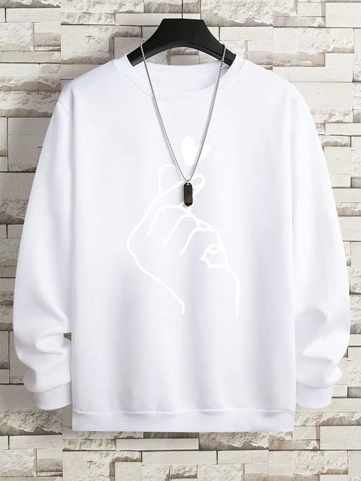 Couple's Fleece Pullover Sweatshirt with Sketch Design - Hip Hop Casual Hoodie for Men and Women