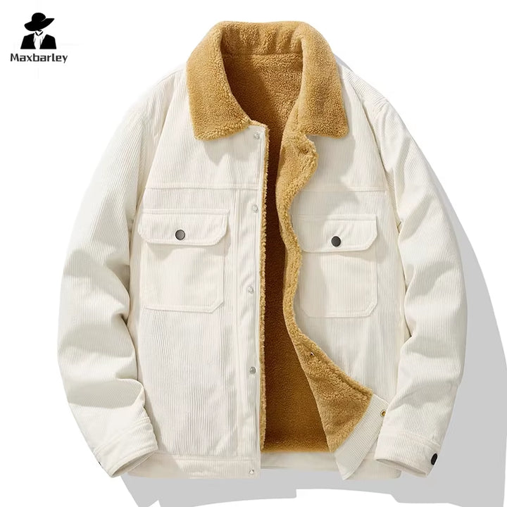 Male Cotton Jackets Padded Warm Loose Parka Coat Corduroy Short Jacket Man Solid Zip Windbreaker Winter Men'S Retro Windbreake