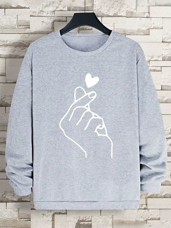 Couple's Fleece Pullover Sweatshirt with Sketch Design - Hip Hop Casual Hoodie for Men and Women