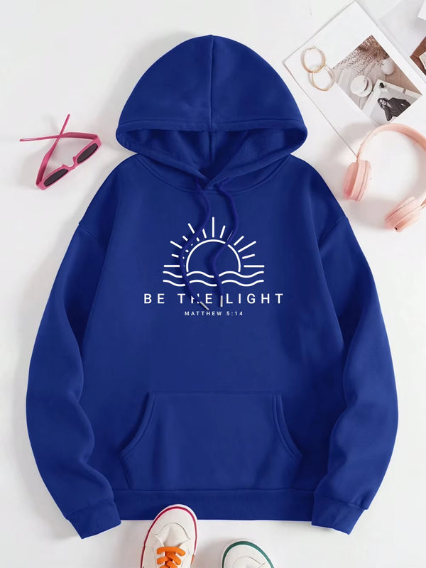 Be the Light Matthew 5:14 Men Women Hoody Fleece Pocket Hoodie Loose Fitness Sweatshirt Oversized O-Neck Couple Streetwear